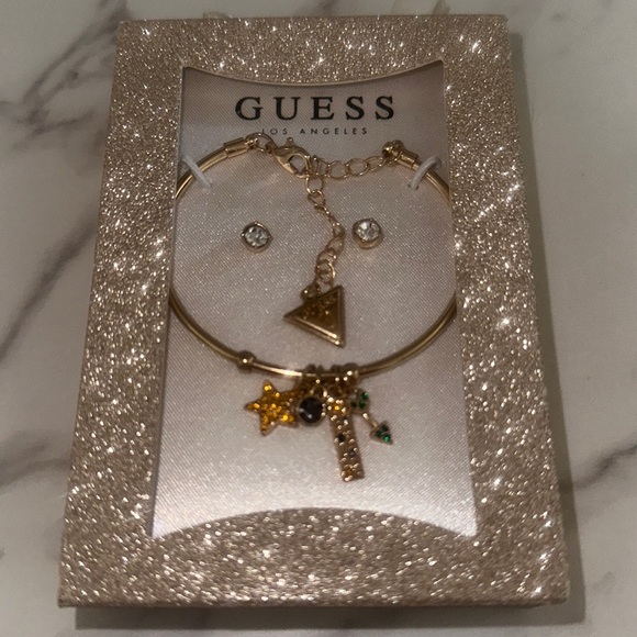 Guess Crystal Star Bangle Bracelet, Gold - Picture 1 of 4